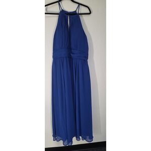 Kennedy Blue Halter Maxi Dress Sleeveless Formal Solid Gown Bridesmaid